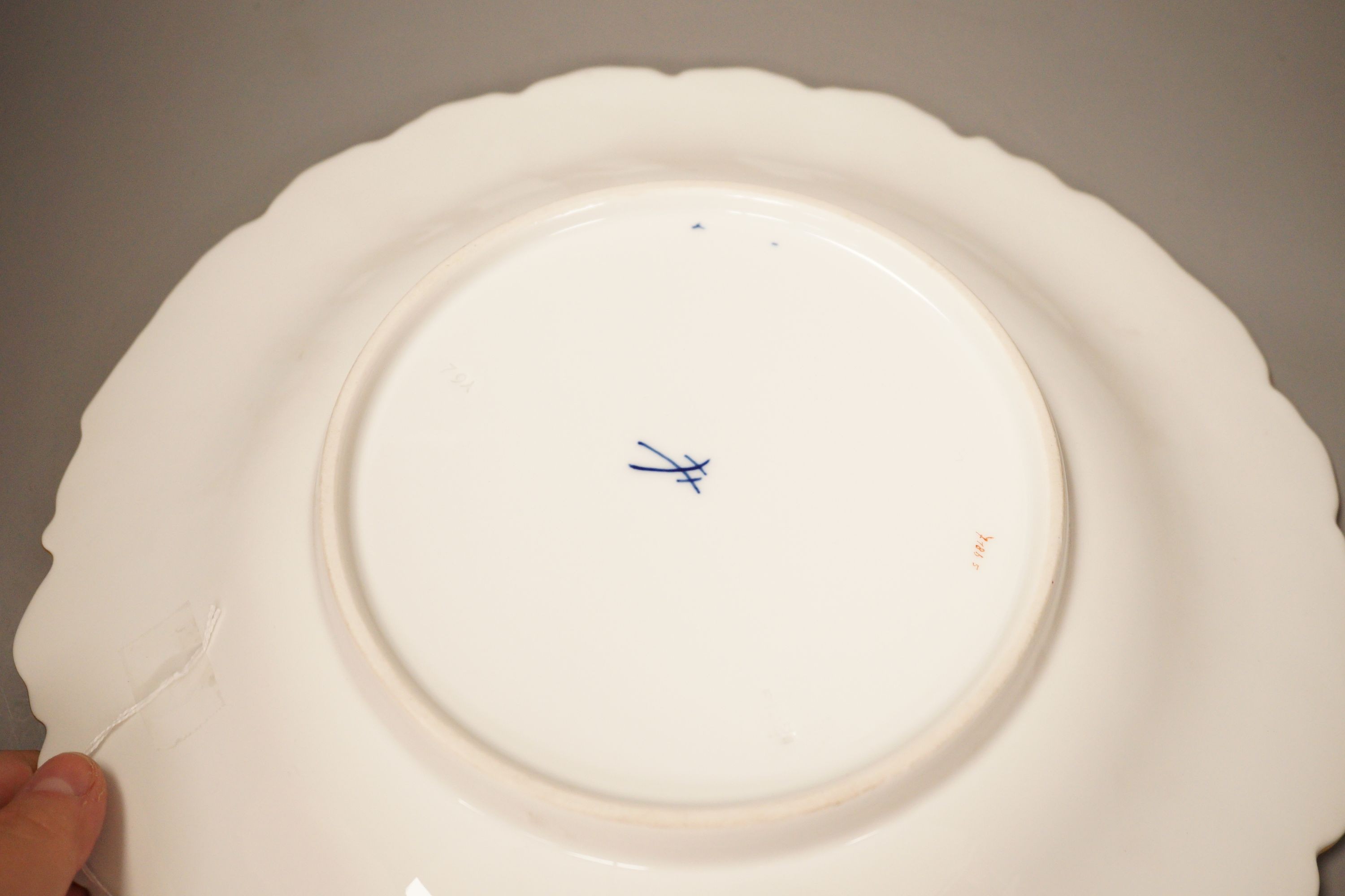 A 20th century Meissen floral and gilt dish, 30cm